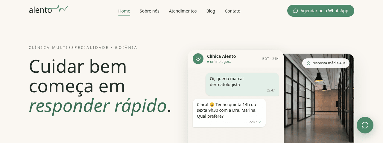Solução digital desenvolvida para a Clínica Alento
