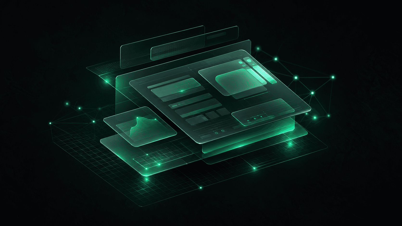 Interface de portal corporativo em camadas conectadas por dados