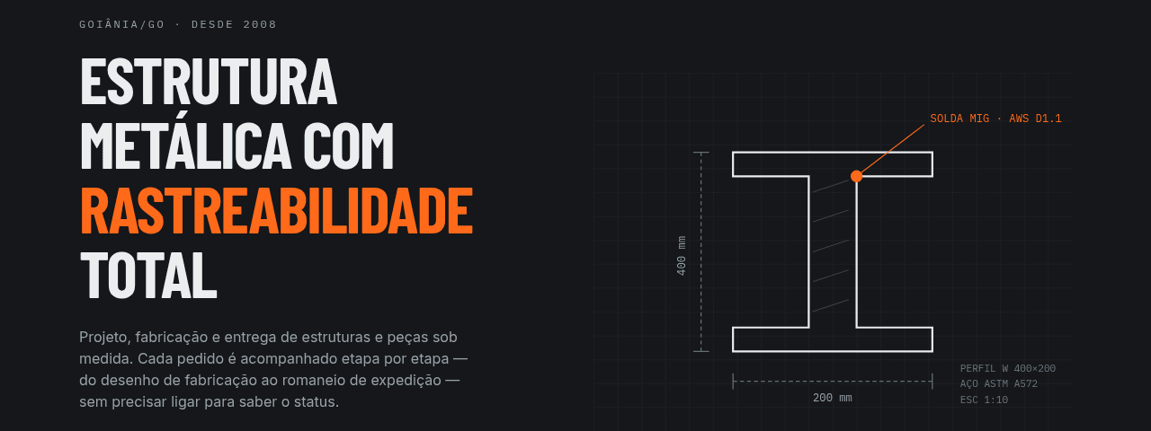 Página institucional desenvolvida para a Vetor Metalúrgica